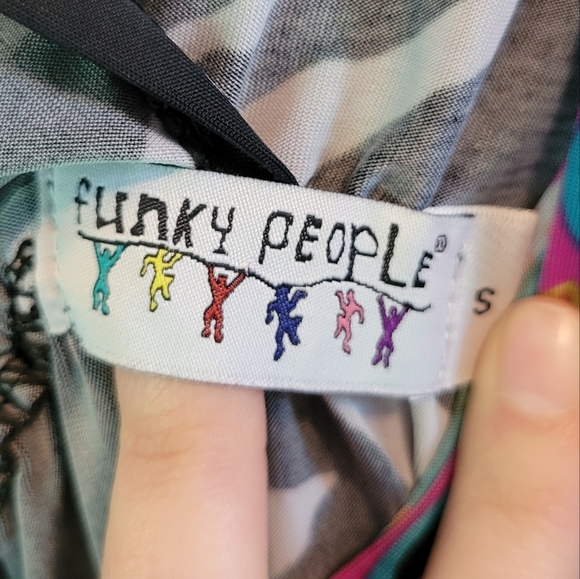 Funky People Vibrant Bold Print Deep V-neck Mini Dress - Picture 5 of 7